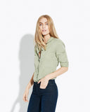Deep V Neck Flutter Sleeve Button Down